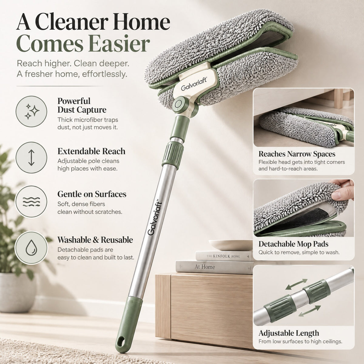 Galvoriaft™ Extendable Microfiber Duster Mop – image 5