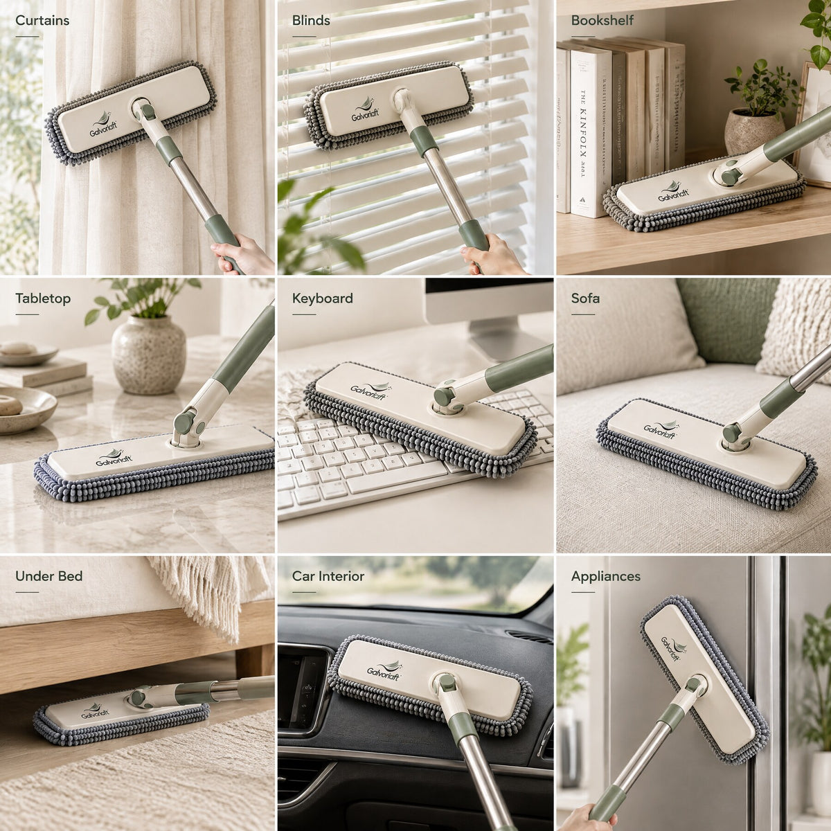 Galvoriaft™ Flat Microfiber Dust Mop with 360° Swivel Head & Adjustable Handle – image 5