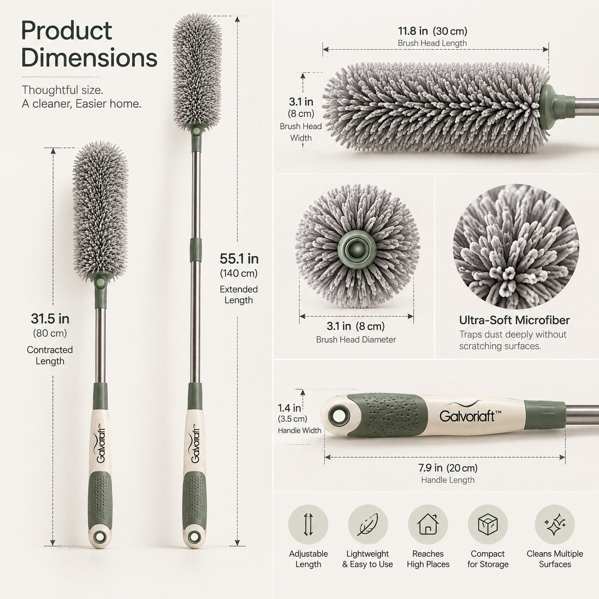 Galvoriaft™ Extendable Microfiber Duster – image 4