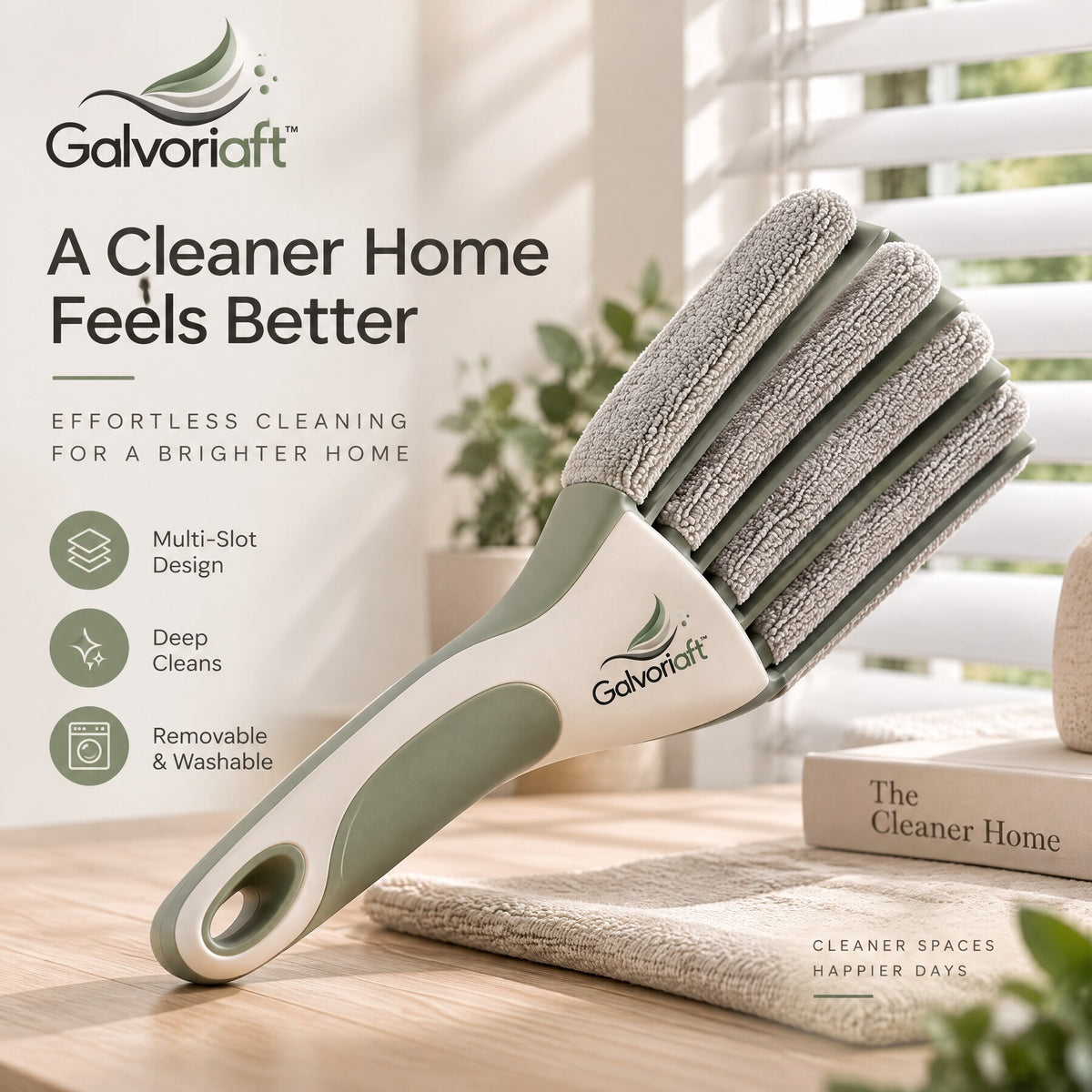 Galvoriaft™ Foldable Microfiber Duster – white background view
