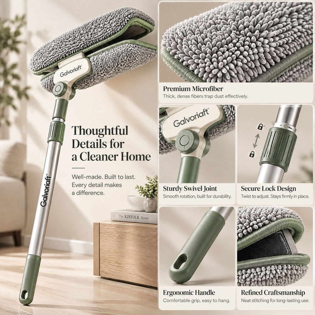 Galvoriaft™ Extendable Microfiber Duster Mop – image 1
