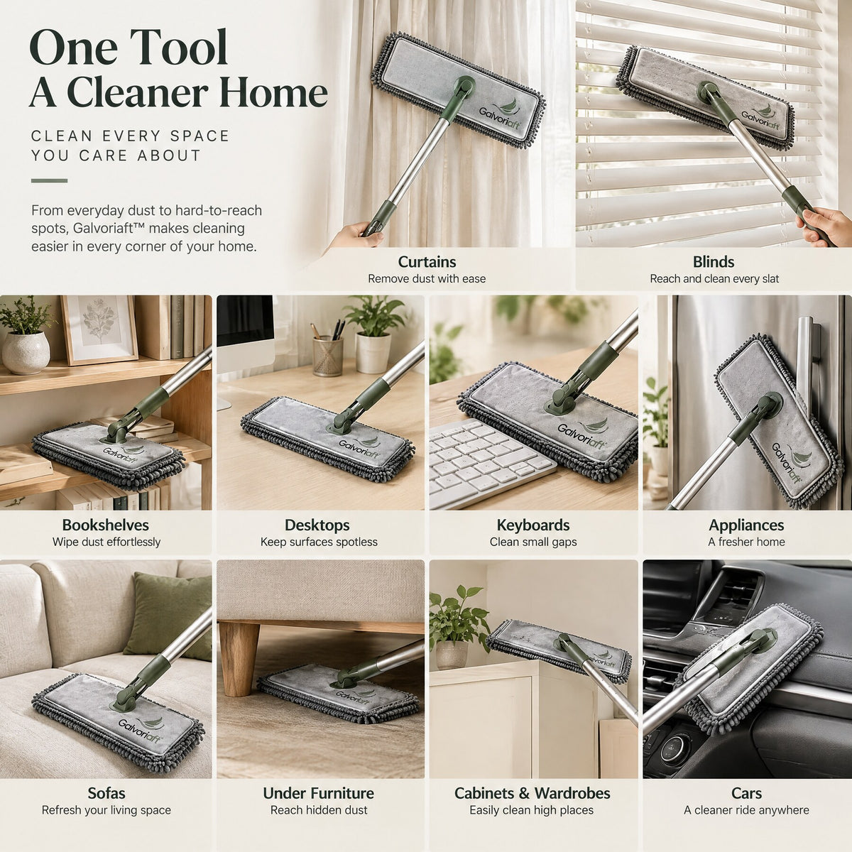 Galvoriaft™ Flat Microfiber Dust Mop with Extendable Handle – image 4
