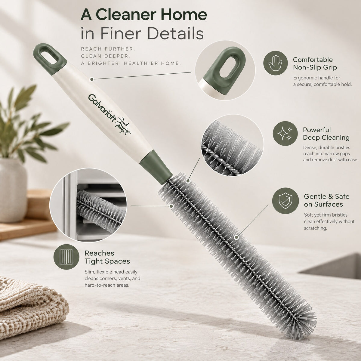 Galvoriaft™ Flexible Dusting Brush with Adjustable Head – image 4