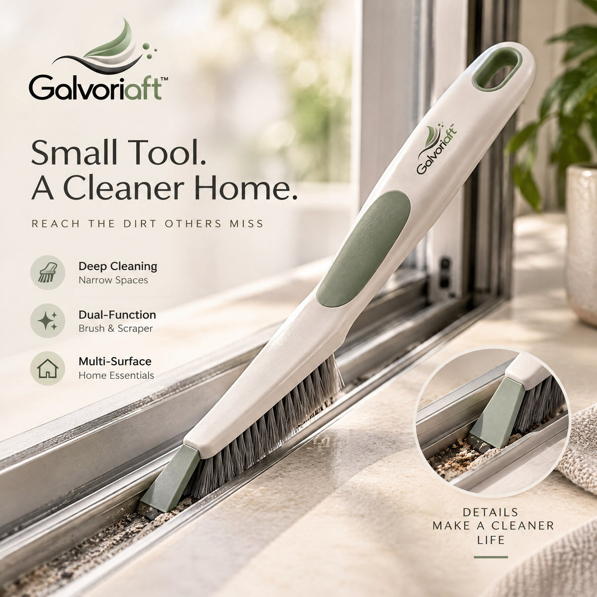 Galvoriaft™ Compact Cleaning Brush – white background view