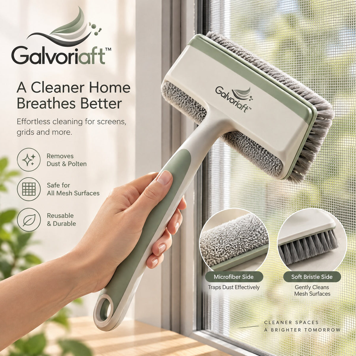 Galvoriaft™ Multi-Surface Cleaning Brush – white background view