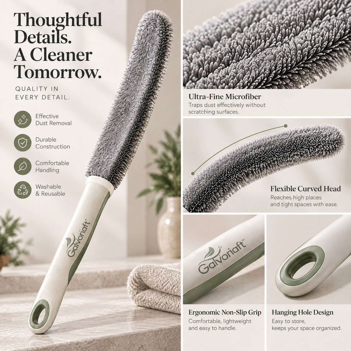 Galvoriaft™ Microfiber Long Handle Dusting Brush – image 3